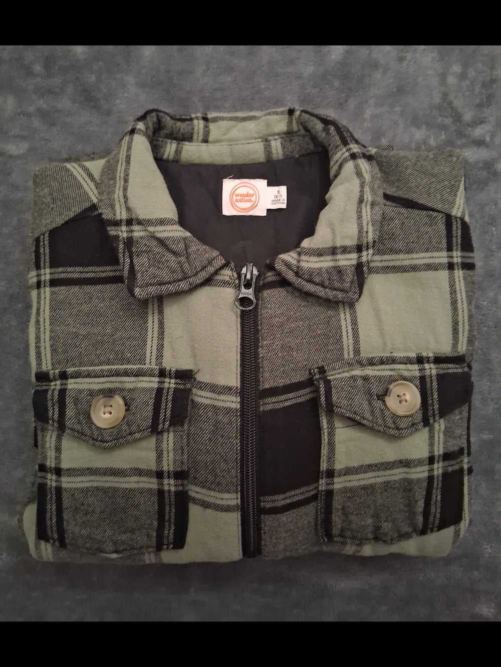 Wonder Nation Green Plaid Zip-Front Men's Jacket